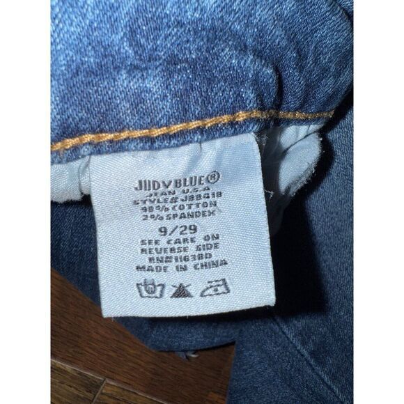 JUDY BLUE Straight Leg Fit JB8418 Tiered Ankle Hem Blue Denim Jeans Size 9/29 - Picture 9 of 11